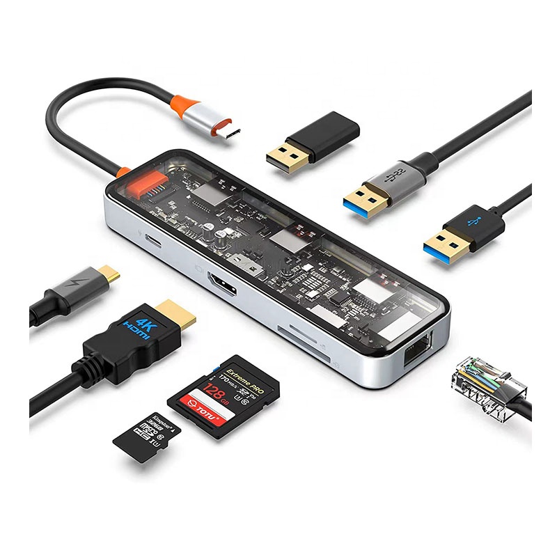 Usb Hub - USB-C-hub met 4K-poort, Ethernet, 100W PD,