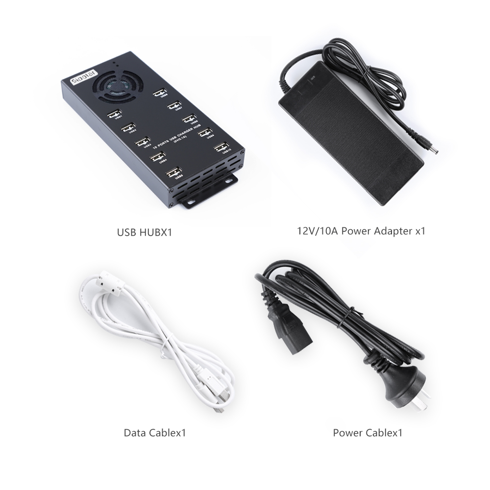 Usb Hub - 10-poorts USB-hub voor snel opladen, automatische