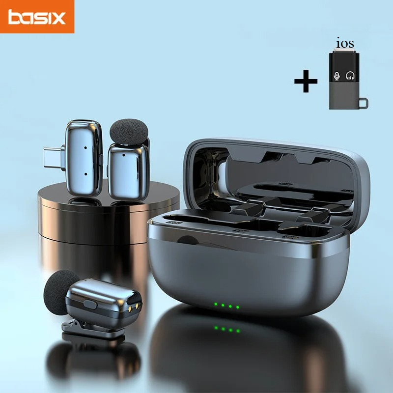 Wireless Charger - Draadloze Lavalier-microfoonset met oplaadcase, mini-dasmicrofoon voor