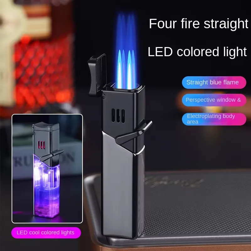 Electronics Gadgets For Gift - Metalen winddichte sigarenaansteker met jetvlam, butaangas,