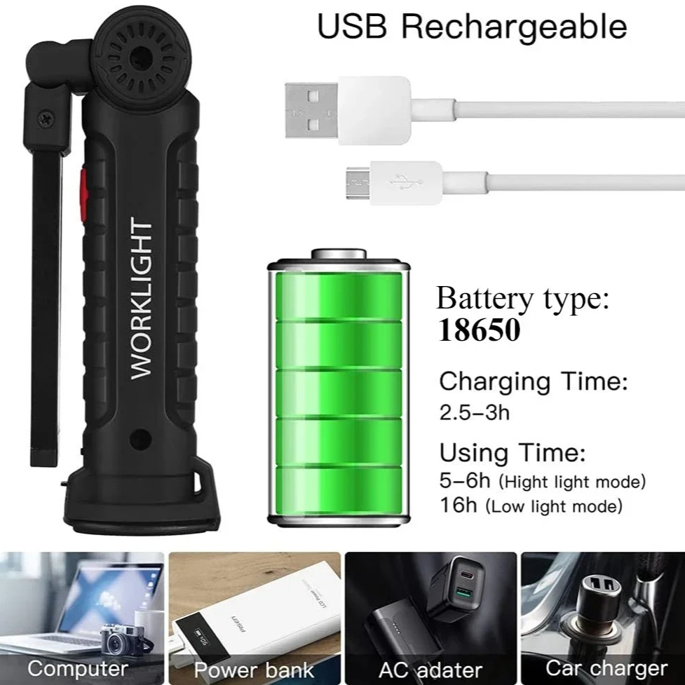 Draagbare COB LED-zaklamp USB  - Power Bank recensie en prijs