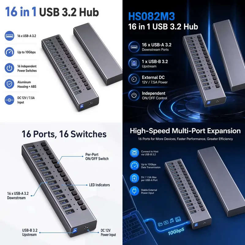 AP01 voor 16-poorts USB 3.2 Ge - Usb Hub recensie en prijs