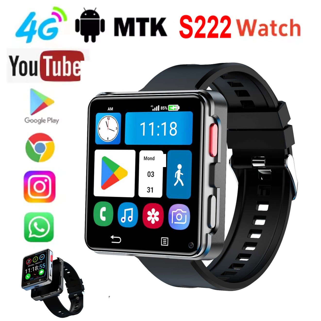 S222 Smartwatch 4G SIM-kaart 4 - Smart Watch recensie en prijs