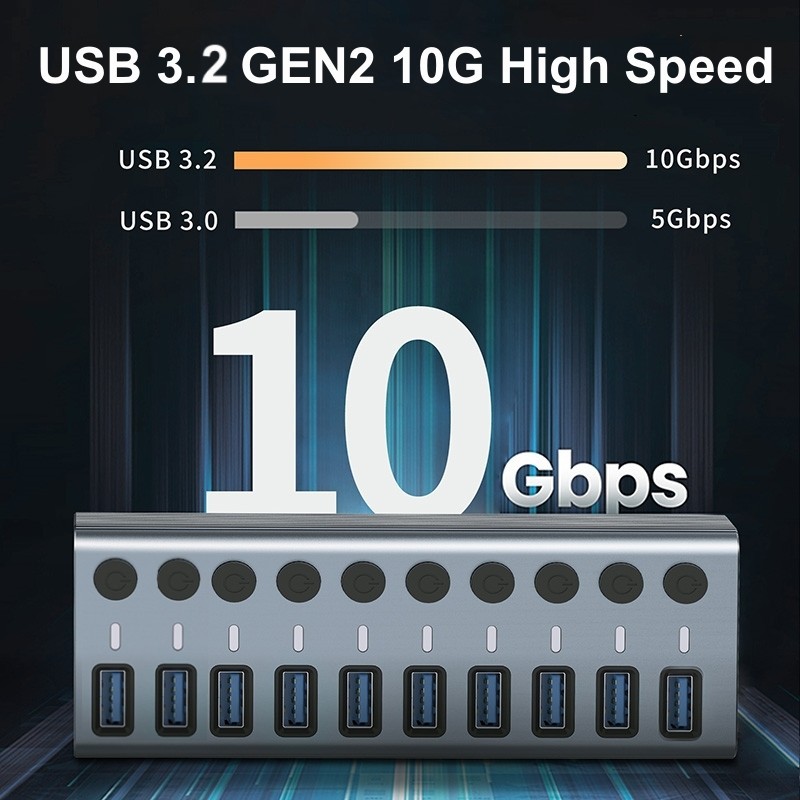 USB 3.0-hub met 10 poorten, ho - Usb Hub recensie en prijs