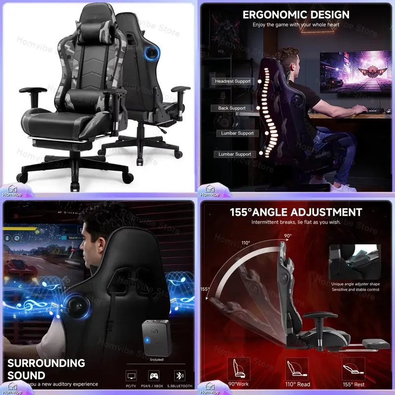 Ergonomische gamingstoel met B - Bluetooth Speaker recensie en prijs